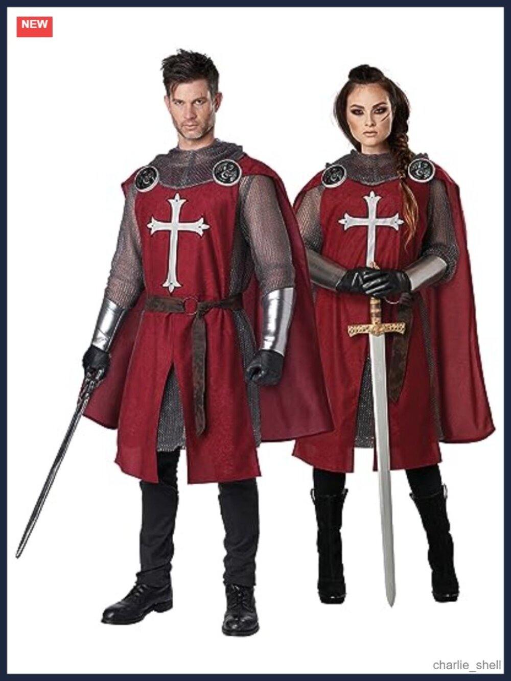 Adult Knight Costume Surcoat Tunic Cape Belt Medallions
